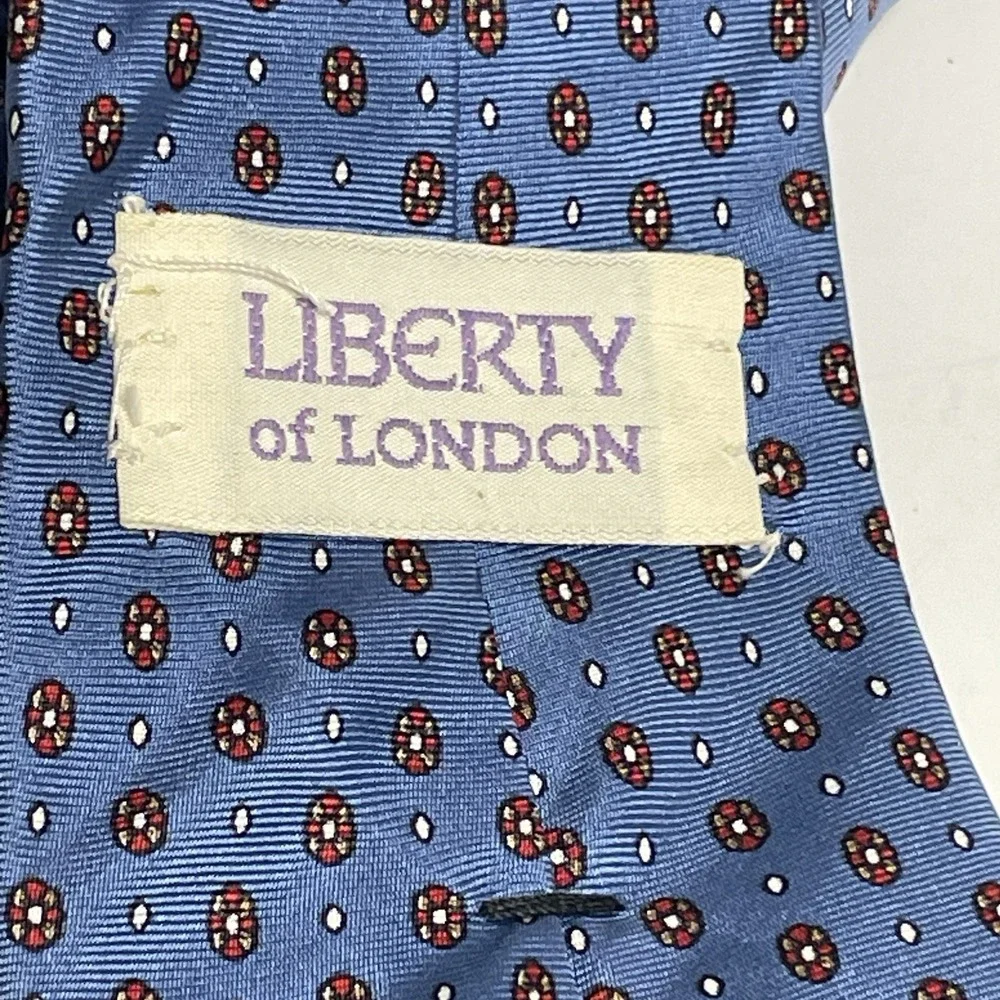 Vintage Liberty of London Skinny Neck Tie Red Print 100% Silk Classic Men's